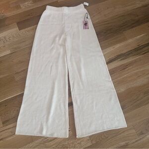 Sincerely Jules Cream Textured Knit Wide Leg Lounge Beach Pants Size Medium New